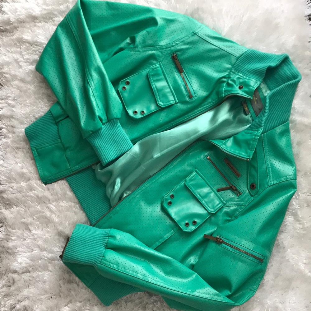 Paperdenim & Cloth Mint Green Faux Leather Jacket